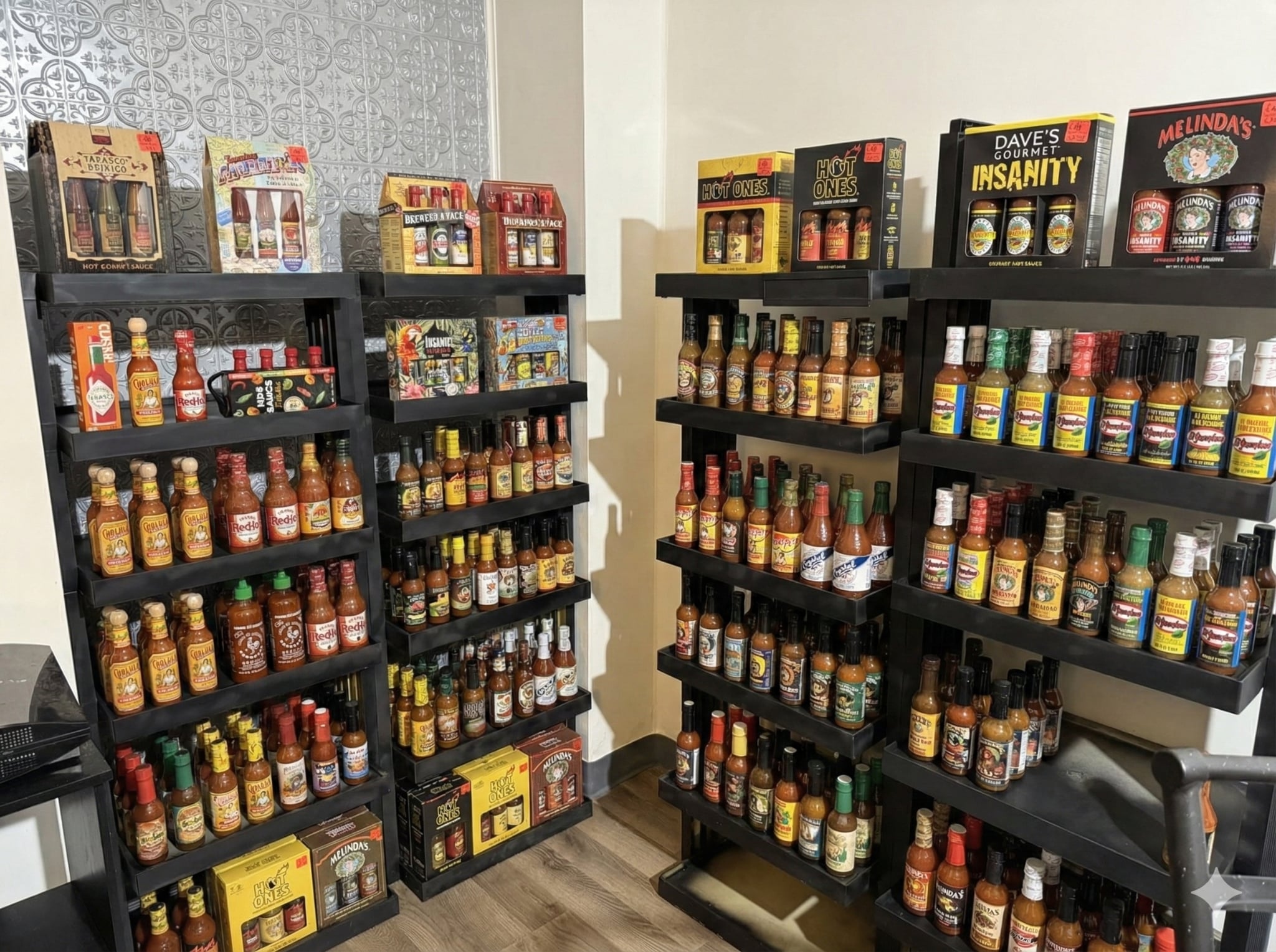 Tony's Pepper Parlor shop interior with curated hot sauce collection